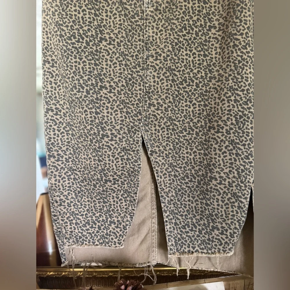 ZARA DENIM Leopard Print Midi Skirt - Picture 5 of 6